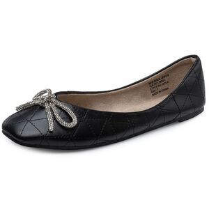 Alpine Swiss Myla Womens Ballet Flats Square Toe Rhinestone Bow Dressy Shoes